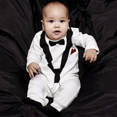 Baby Boy Gentleman Tuxedo Romper Cotton Clothes Newborn One-Piece Outfit Party Suit