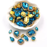 50pcs/Bag Shiny Mixed Shape Sew On Glass Rhinestone Gold Claw Crystal Buckle DIY Decoration 24 Colours