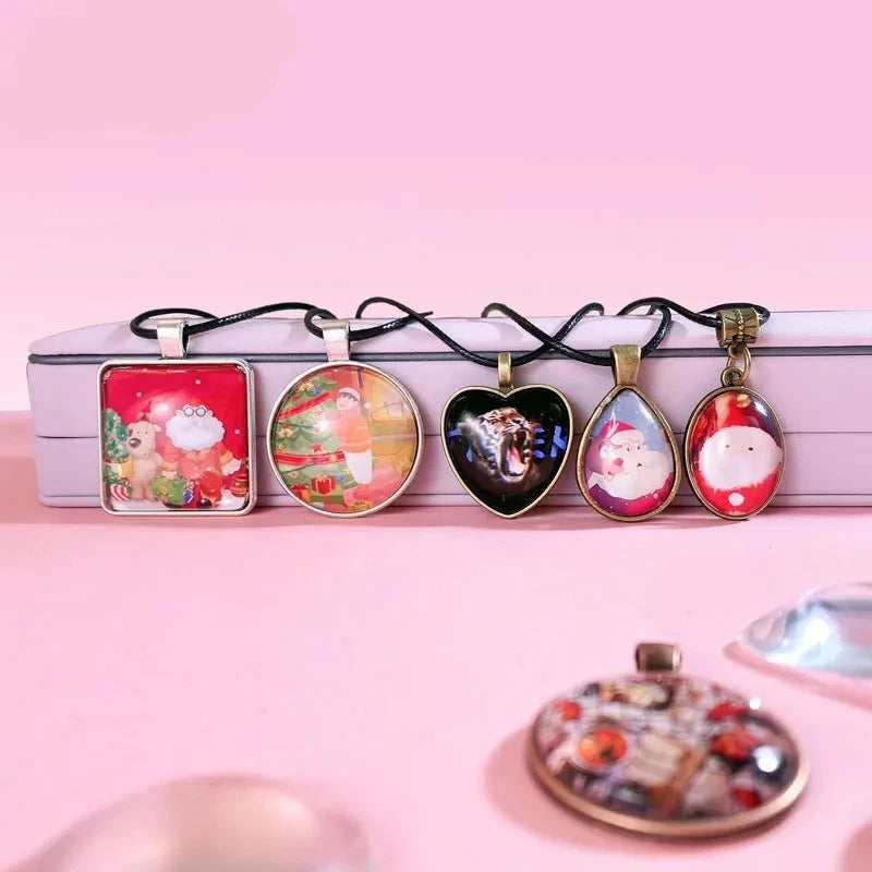 Ten Heart Cabochon Pendant Bases 25mm Alloy Bezel Trays DIY Jewellery Making Supplies