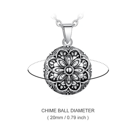 Flower Harmony Sound Chime Ball Mexican Bola Pendant Necklace