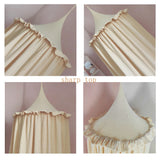 Muslin Cotton Hanging Canopy with Frills Bed Baldachin for Kids Room