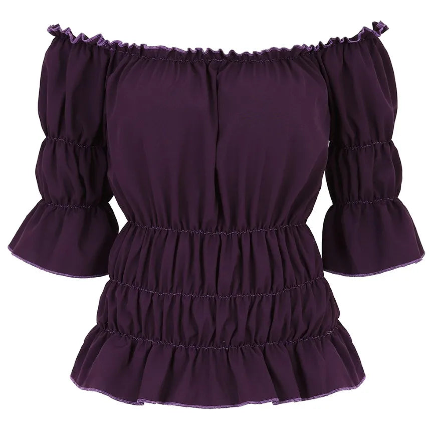 16 Colours Medieval Renaissance Blouses Off Shoulder Steampunk Cosplay Pirate Shirt Corset Top