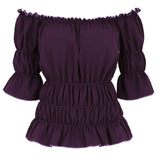 16 Colours Medieval Renaissance Blouses Off Shoulder Steampunk Cosplay Pirate Shirt Corset Top
