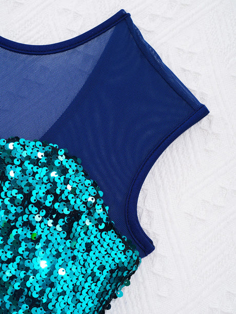 Girls Ballet Gymnastics Figure Ice Skating Sequin Leotard Tutu Dress Performance Dancewear