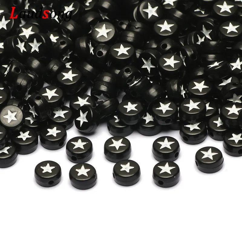 Friendship Bracelet Stars and Letters Acrylic Beads Round Spacer Beads For DIY Jewellery Making