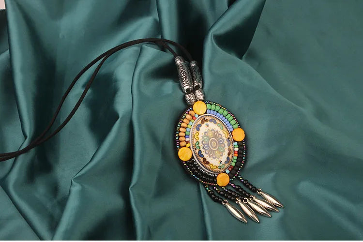 Handmade Beaded Leather Boho Necklaces