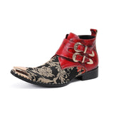 Red Rock Party Men Dress Shoes Genuine Leather Ankle Boots