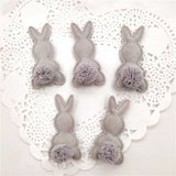 20pcs/lot Felt Rabbit Shapes with Fluffy Tails Padded Appliqués DIY Crafts 2.8*5cm