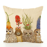 Spring Frolic Decorative Cushion Covers Squirrel Bird Bear Fox Printed Cotton Linen Pillowcase