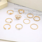 Boho Moon Heart Set of Ten Rings