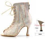 Diamonte High Heels Dance Boots Salsa Jazz Tango Outdoor Indoor Latin Dance Shoes