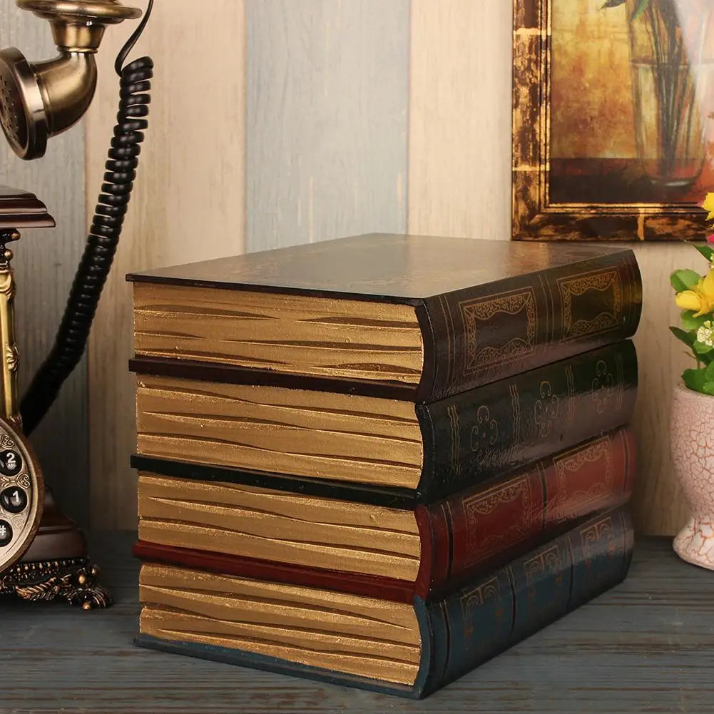 Old Books Wooden Storage Box Book Shelf Decoration