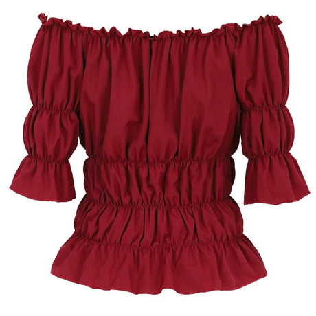 16 Colours Medieval Renaissance Blouses Off Shoulder Steampunk Cosplay Pirate Shirt Corset Top