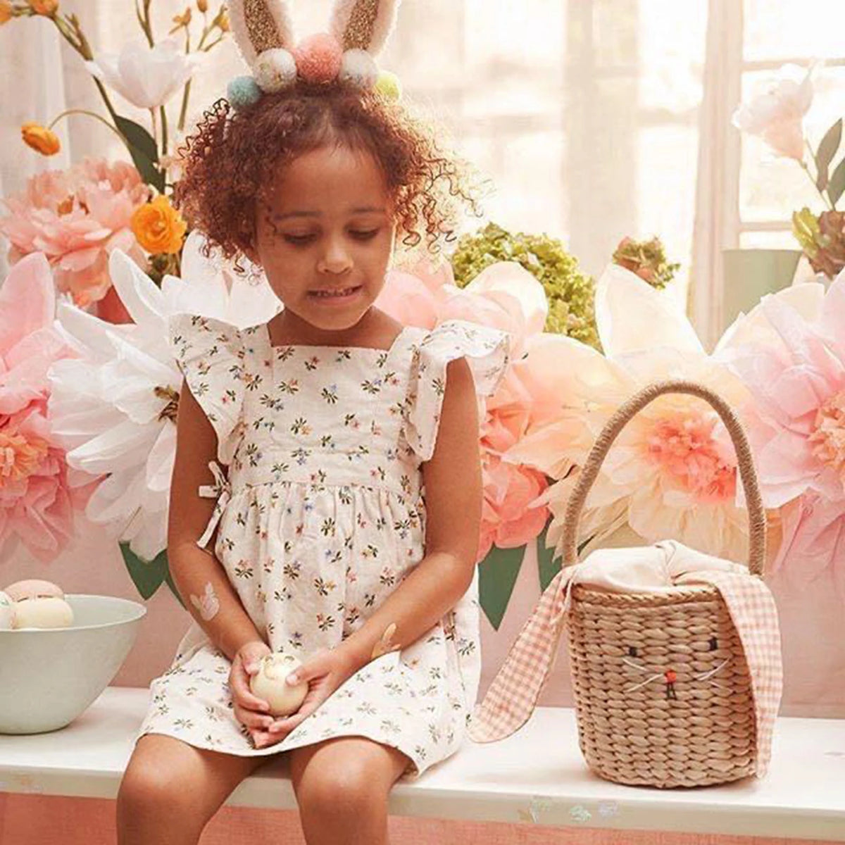 Easter Bunny Straw Basket Easter Egg Hunt