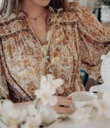 Saffy's Boho Blouse Floral Print Buttons Down Top