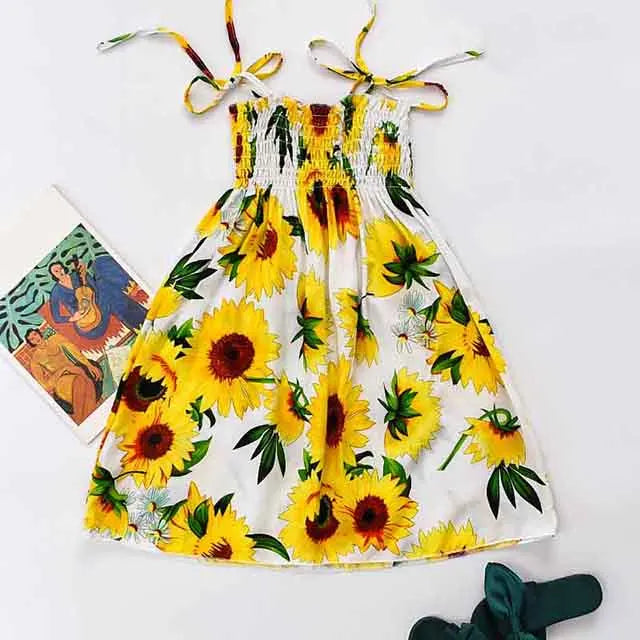 Summer Boho Girls Beach Dress 2 - 12 Years With Necklace Gift