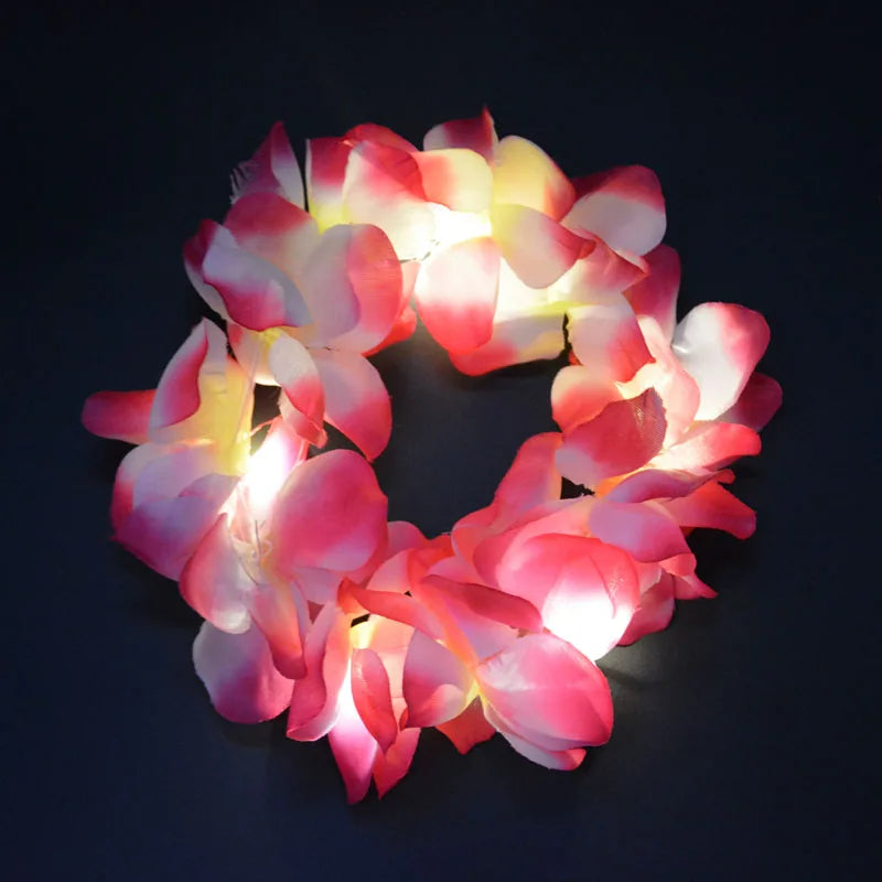LED Light Up Hawaiian Lei Flower Crown Wreath