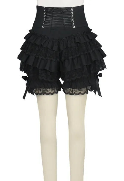 Red and Black Gothic Steampunk Lolita Ruffle Lace Cotton Bloomers