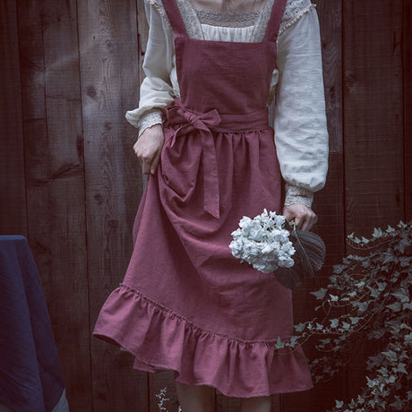 Emma's Cotton Linen Frilled Aprons Smock
