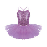 Girls Shiny Sequins Tutu Ballet Dance Dress Leotard Skate Wear Ballerina Fairy Party Costume