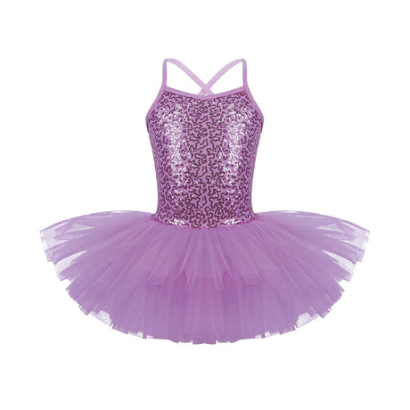 Girls Shiny Sequins Tutu Ballet Dance Dress Leotard Skate Wear Ballerina Fairy Party Costume