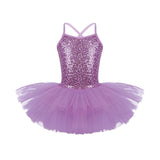 Girls Shiny Sequins Tutu Ballet Dance Dress Leotard Skate Wear Ballerina Fairy Party Costume