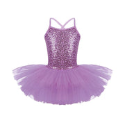 Girls Shiny Sequins Tutu Ballet Dance Dress Leotard Skate Wear Ballerina Fairy Party Costume