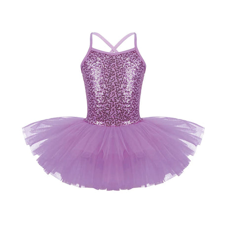 Girls Shiny Sequins Tutu Ballet Dance Dress Leotard Skate Wear Ballerina Fairy Party Costume