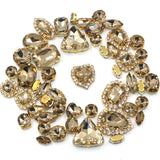 50pcs/Bag Shiny Mixed Shape Sew On Glass Rhinestone Gold Claw Crystal Buckle DIY Decoration 24 Colours