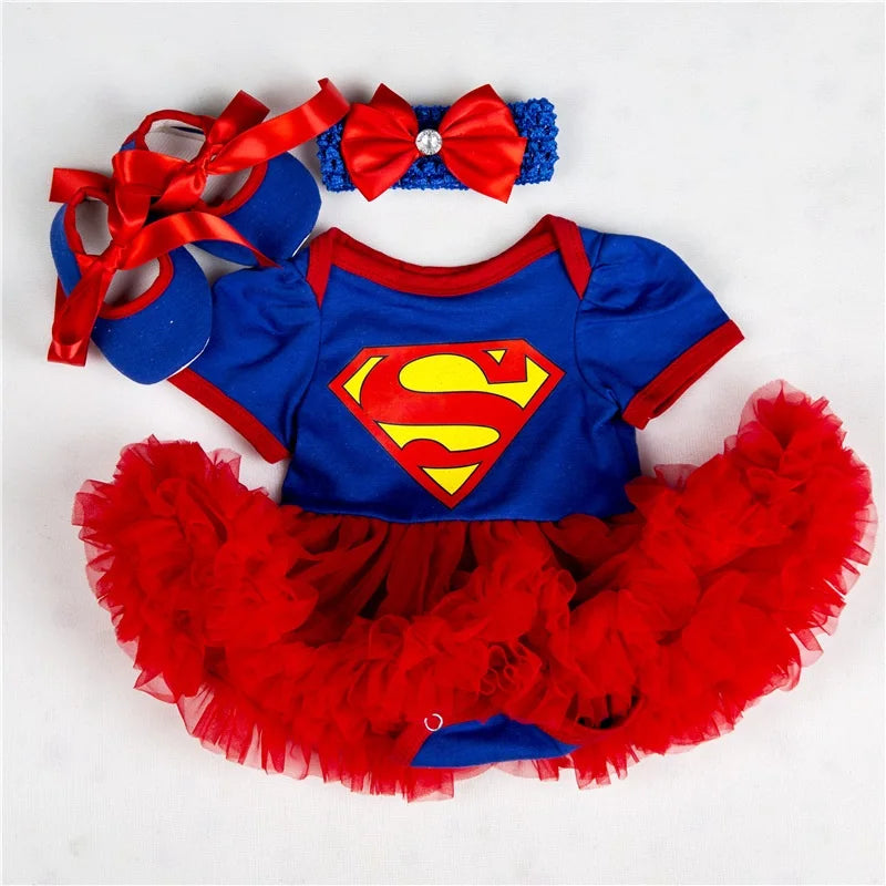 0-2Y 3pcs Girl Baby Superhero Suit Costume Newborn Clothing Sets
