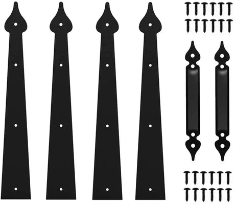 Steel Door Hardware Kit Decorative Carriage House Mounted Hinges Handles