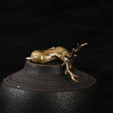 Copper Deer Elk Reindeer Figurine Tea Pet