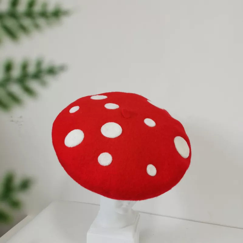 Red Mushroom Beret hat