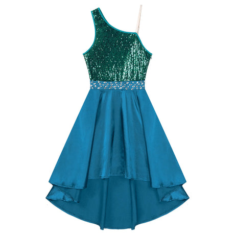 Adult Sparkly Sequin Ballet Tutu Gymnastics Leotard Dance Dress Asymmetrical Lyrical Dance Costumes