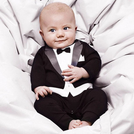 Baby Boy Gentleman Tuxedo Romper Cotton Clothes Newborn One-Piece Outfit Party Suit