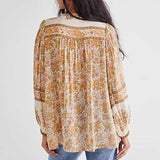 Saffy's Boho Blouse Floral Print Buttons Down Top