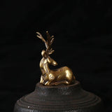 Copper Deer Elk Reindeer Figurine Tea Pet