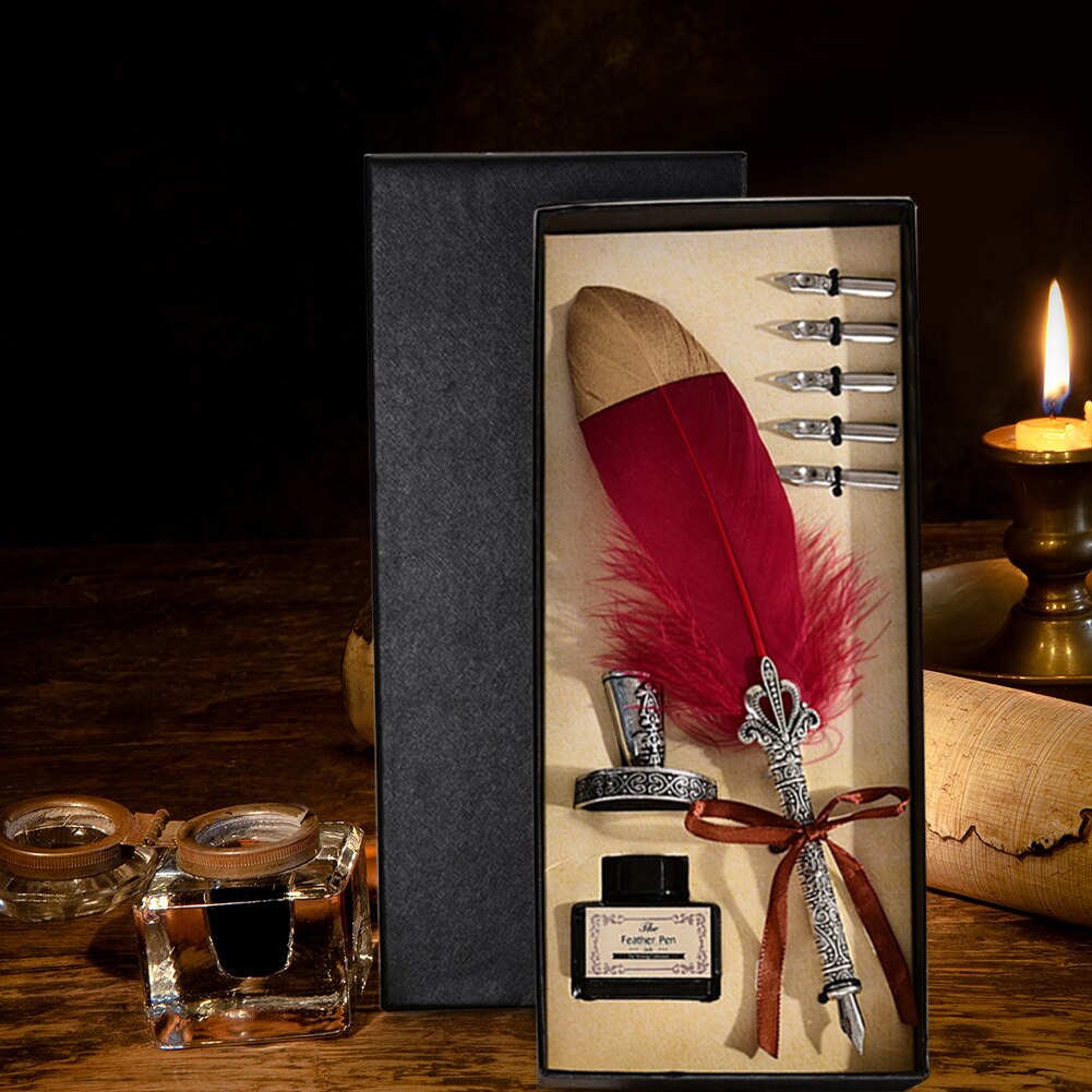 Calligraphy Feather Quill Fountain Pen Set Gift Box.