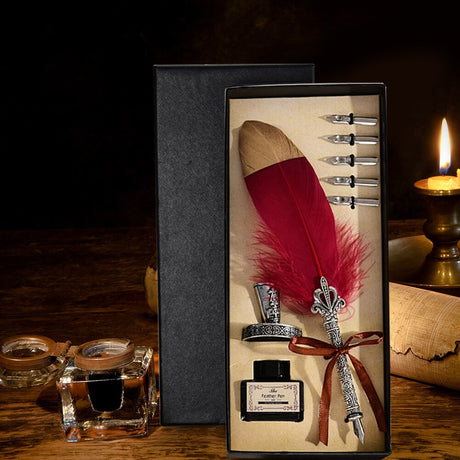 Calligraphy Feather Quill Fountain Pen Set Gift Box.