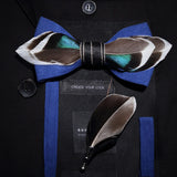 Men's Bow Tie & Pin Set Handmade Natural Feather Gift Box