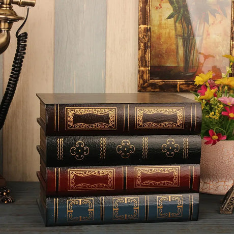 Old Books Wooden Storage Box Book Shelf Decoration