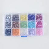 3 4 6mm Bicone Crystal Beads Box Multi-faceted Set 15 Grid Loose Spacer Kit for Jewellery Making DIY