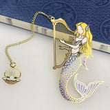 Harp Playing Mermaid Brass Bookmark For Book Lovers