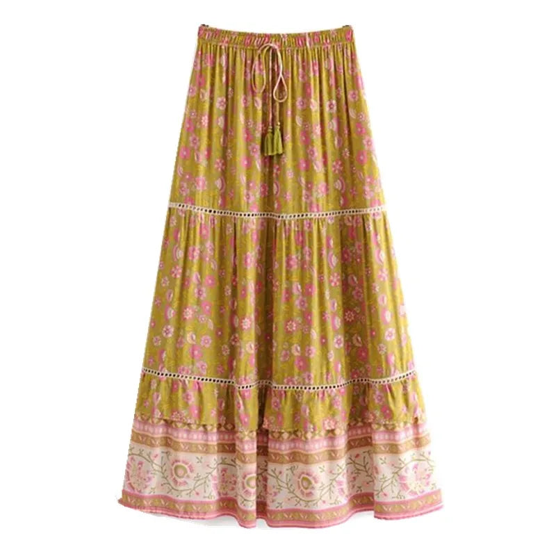 Cara's Boho Bow Front Crop Top Matching Maxi Skirt