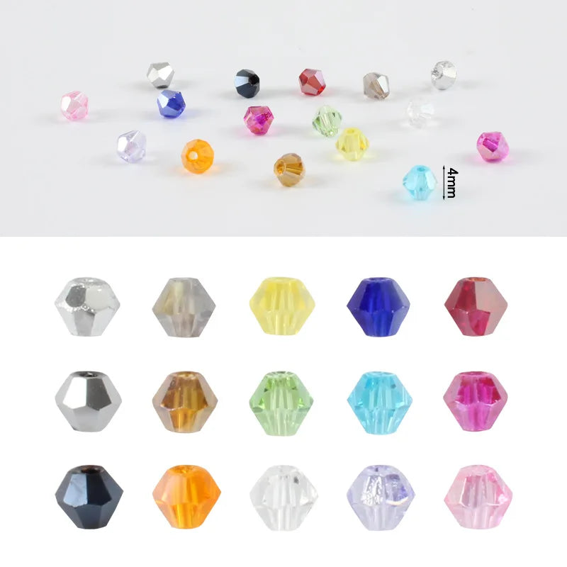 3 4 6mm Bicone Crystal Beads Box Multi-faceted Set 15 Grid Loose Spacer Kit for Jewellery Making DIY
