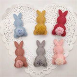 20pcs/lot Felt Rabbit Shapes with Fluffy Tails Padded Appliqués DIY Crafts 2.8*5cm