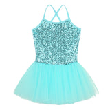 Girls Shiny Sequins Tutu Ballet Dance Dress Leotard Skate Wear Ballerina Fairy Party Costume
