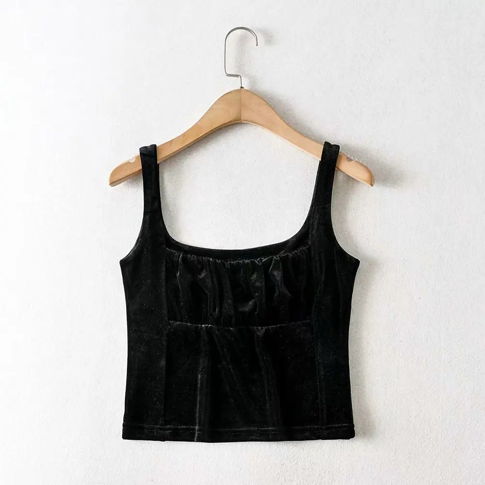 Velvet Tank Tops Y2k Medieval Casual