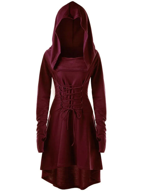 Archer's Goblincore Hooded  Lace Up Tunic Dress