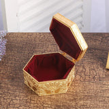 Golden Peacock Hexagonal Metal Jewellery Box